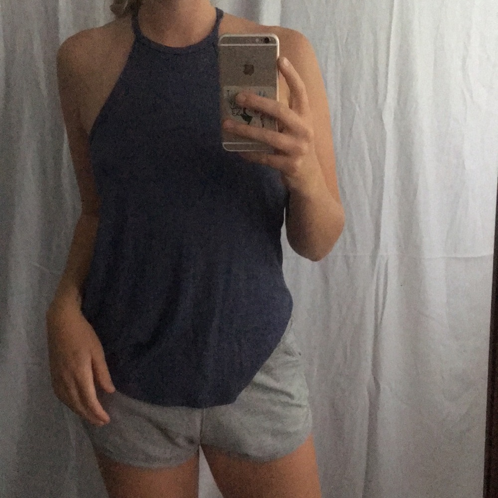 Navy ribbed tank